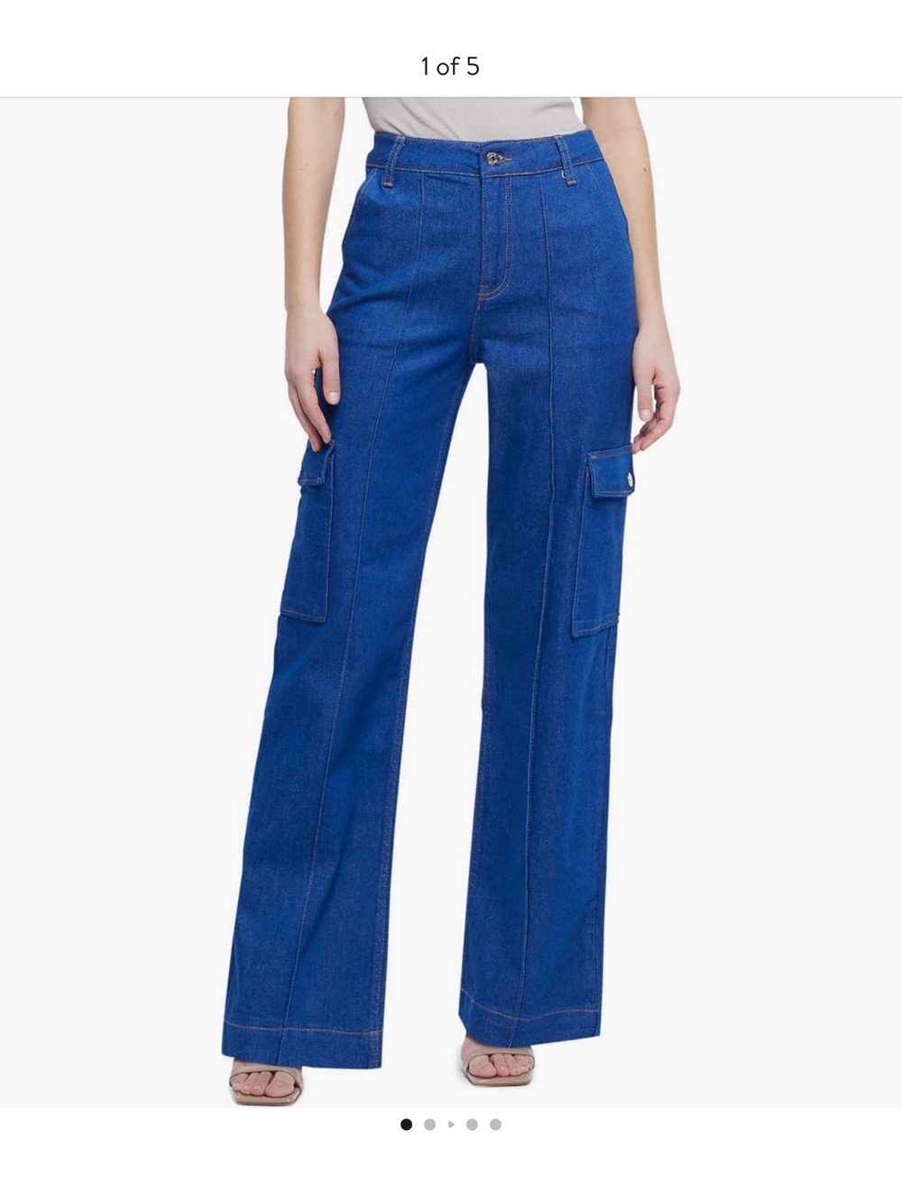 River Island Royal Blue Wide Leg Cargo Jeans